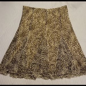 Dana Buchman Animal Print Flared Silk Skirt, Sz 14